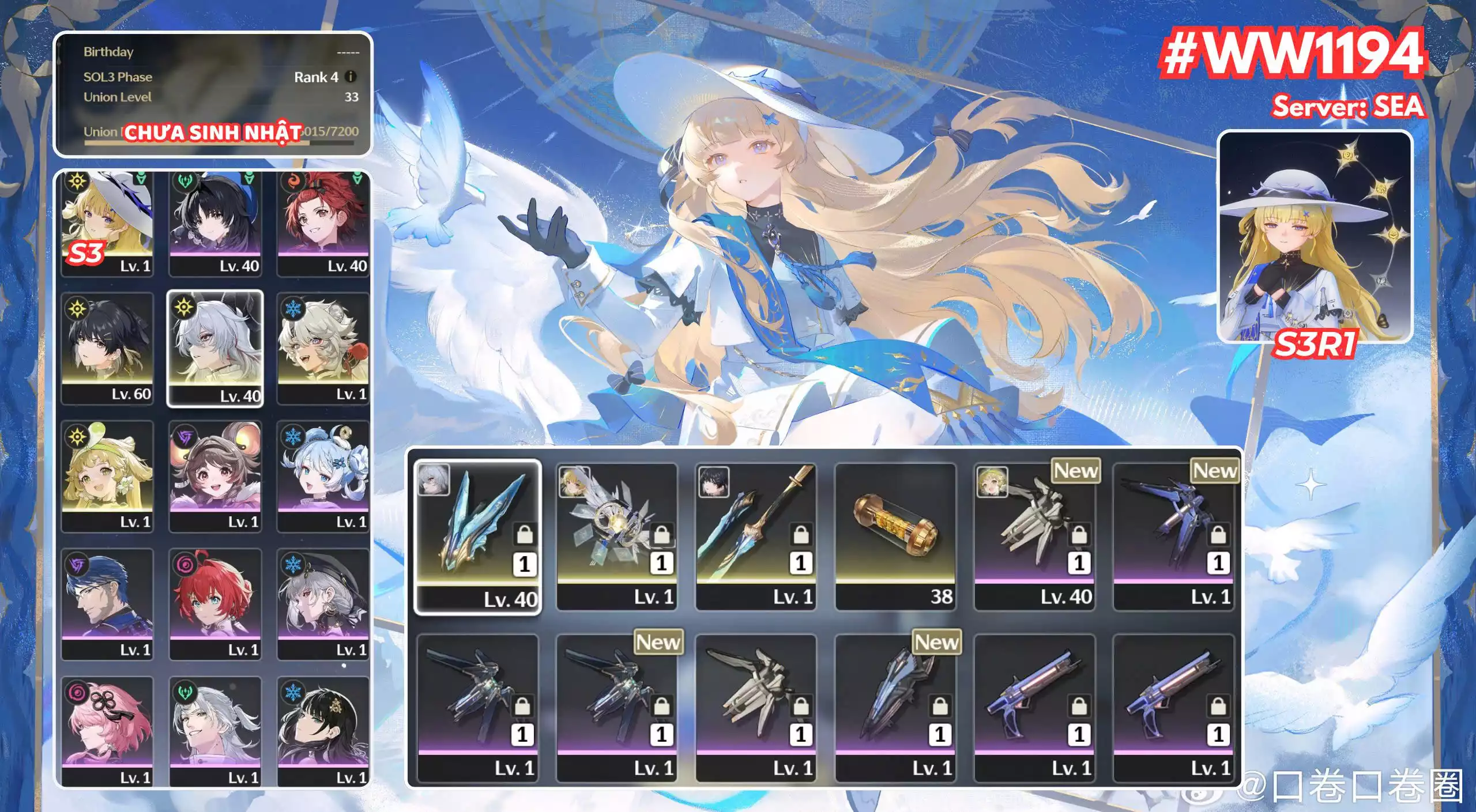 [ ACC VIP ] WW1194 Phoebe R3A1 + Zani (Trấn Thường ) + Main Trấn