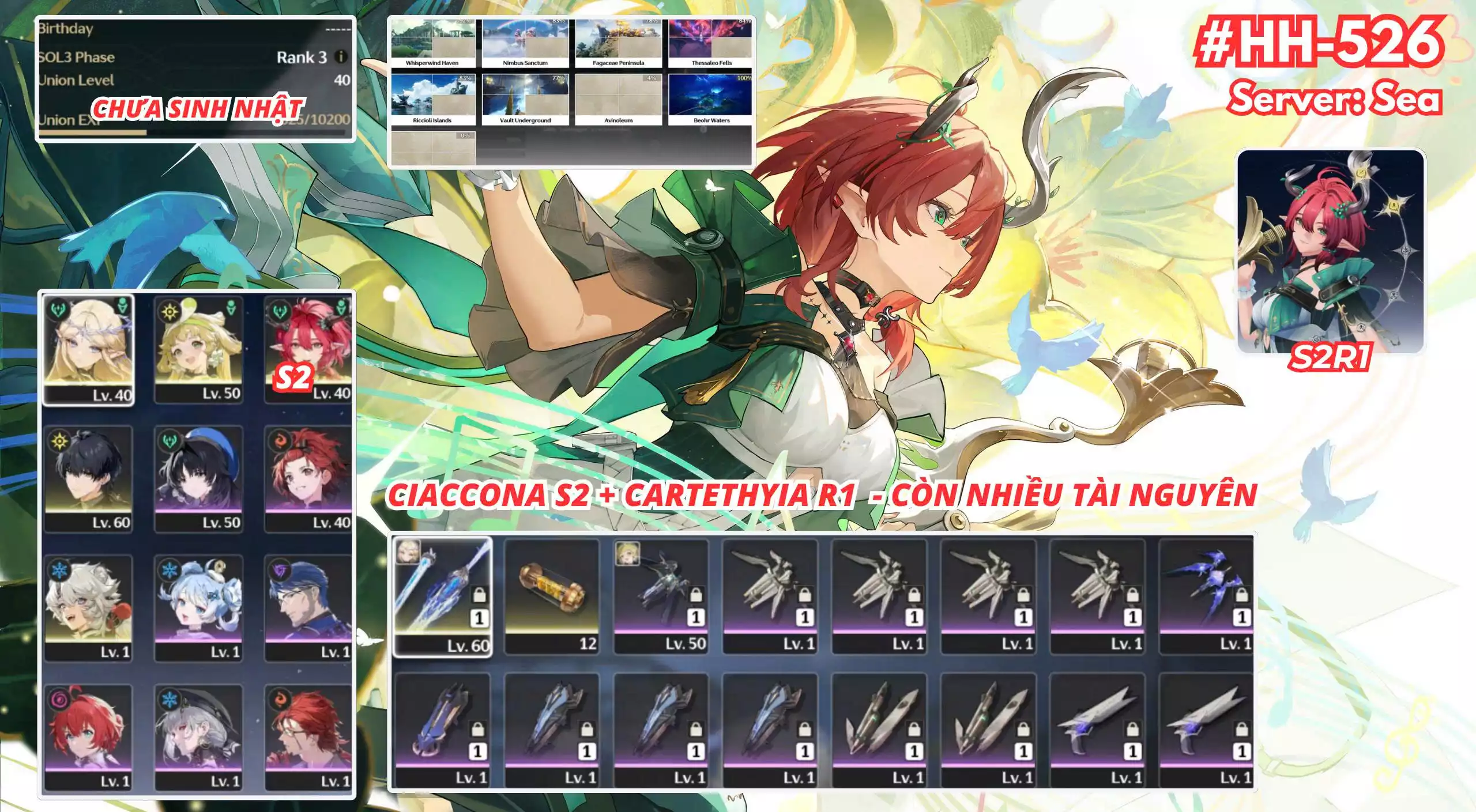 [#HH-526 SEA VIP] CARTETHYIA TRẤN + CIACCONA RC2 KHÔNG TRẤN + NHIỀU TÀI NGUYÊN CHO ANH EM