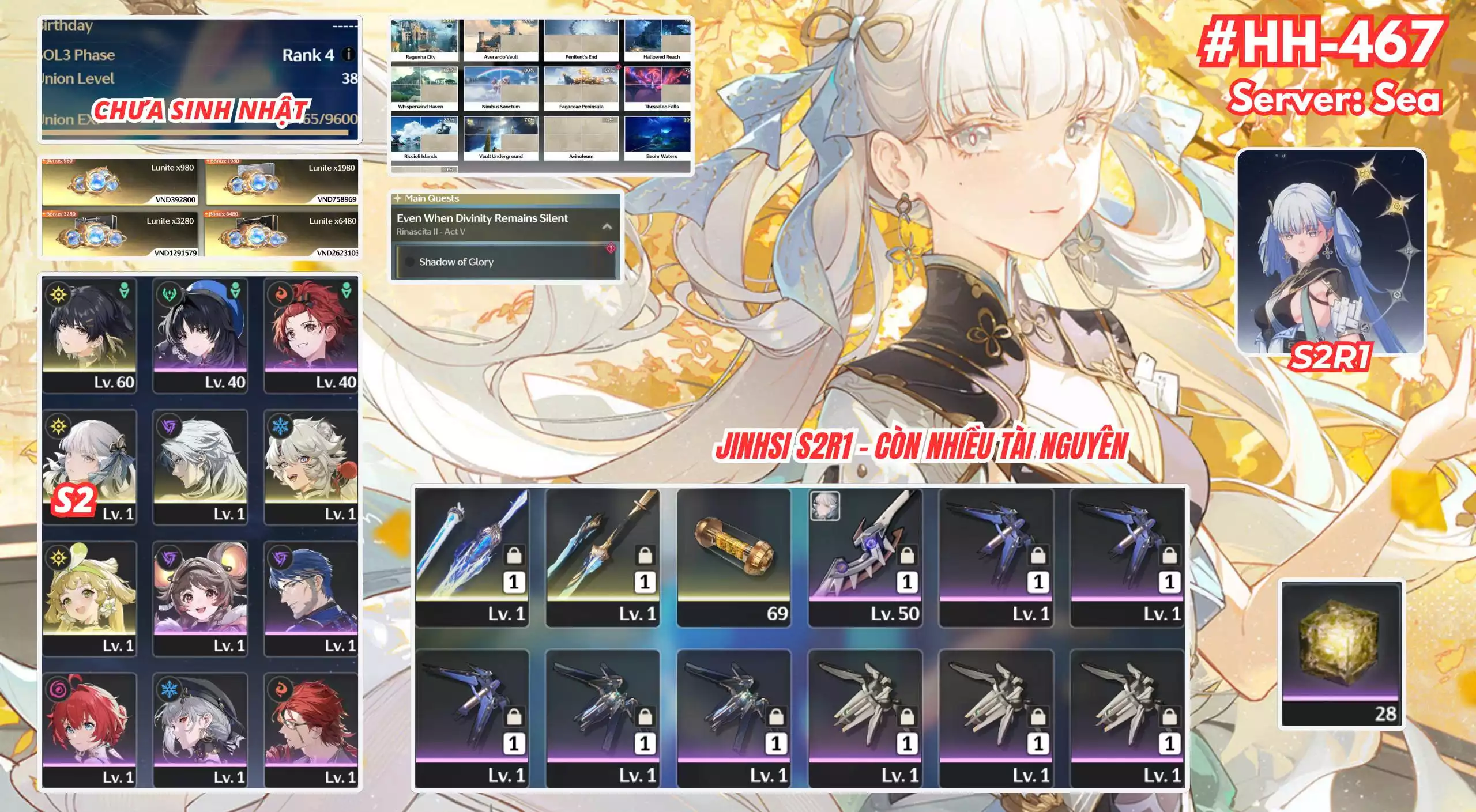[#HH-467 SEA VIP] JINHSI RC2 + TRẤN CARTETHYIA + CÒN TÀI NGUYÊN + 28 NHỰA