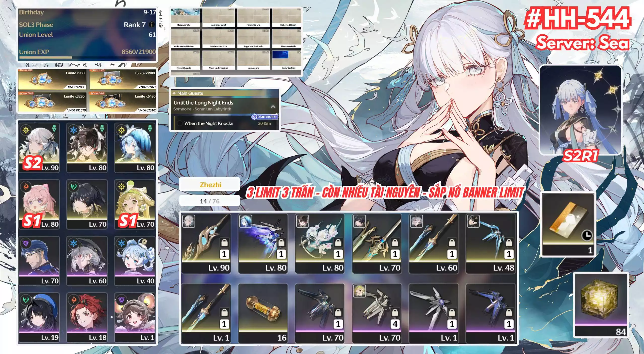 [#HH-544 SEA VIP] JINHSI RC2 TRẤN + ZHEZHI TRẤN + SHOREKEEPER TRẤN + BANNER 14 TRANG + 84 NHỰA + ZIN TÀI NGUYÊN 2.0