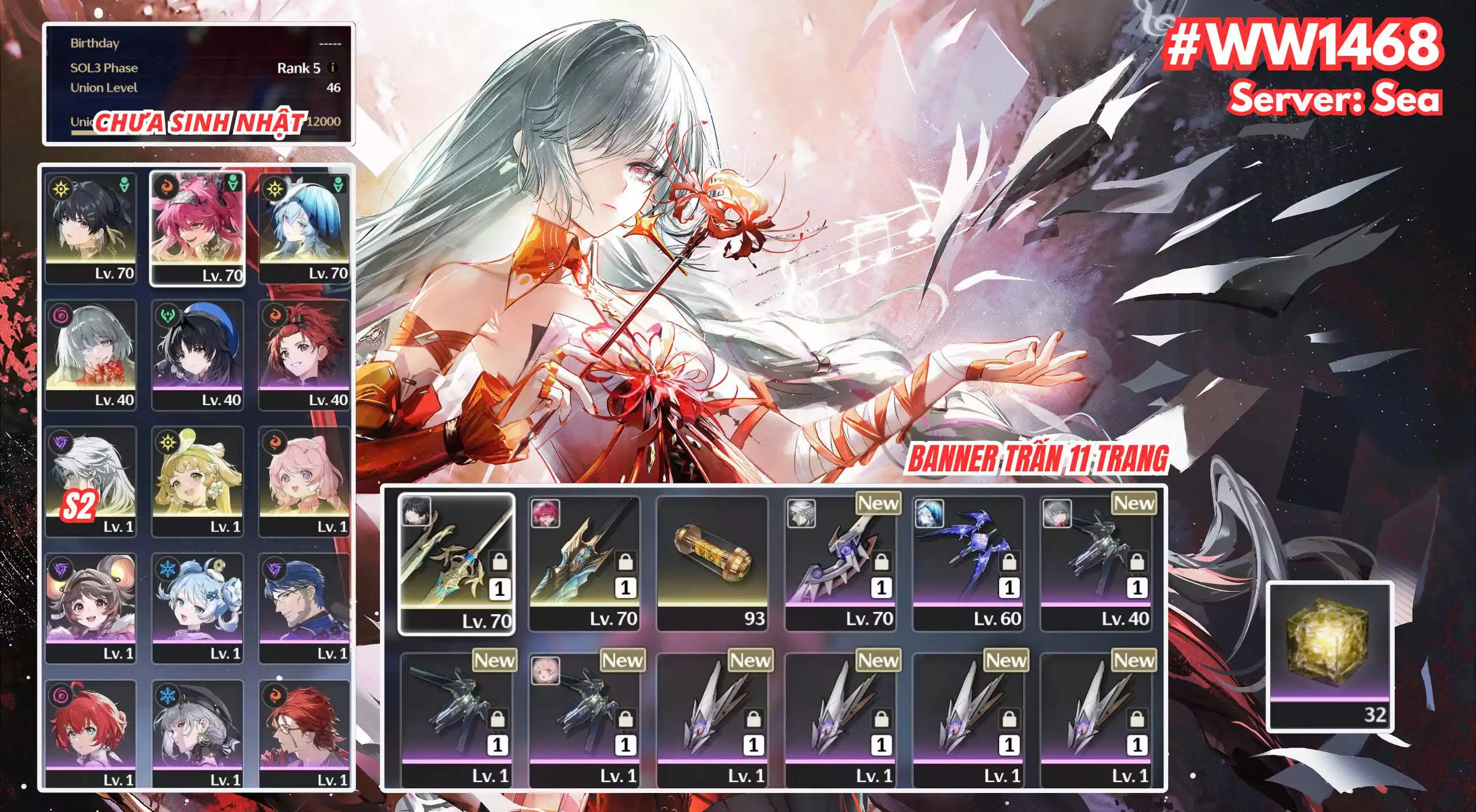 [ ACC VIP ] WW1468 Lupa + shoe +  Phrolova + Banner Trấn 11 Trang