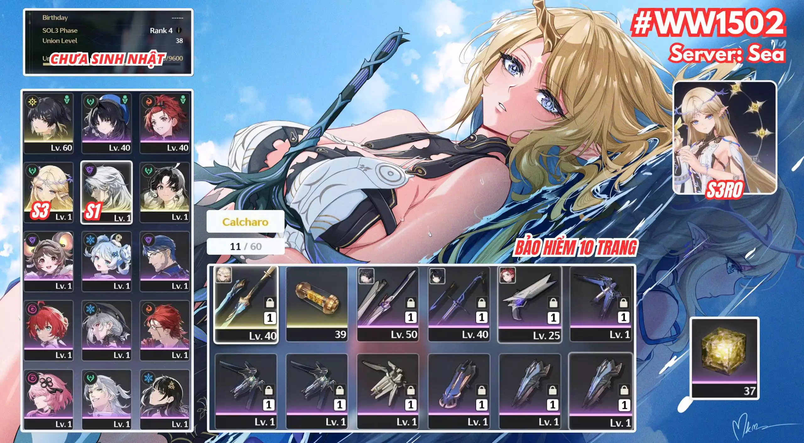 [ ACC VIP ] WW1502 CARTERTHYIA R3 ( Trấn Thường ) + Bảo Hiểm