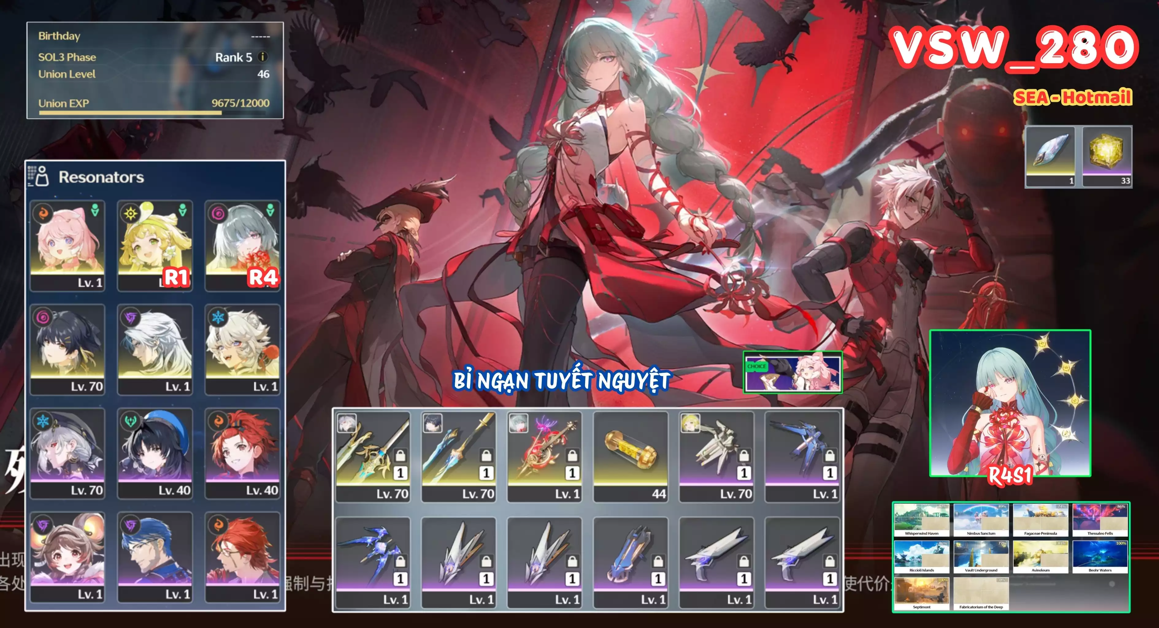 [ VSW_280 SIÊU PHẨM BỈ NGẠN SÁT TUYỆT ] PHROLOVA R4 TRẤN + VERINA R1 + ENCORE + CALCHARO + MAIN TRẤN. 33 NHỰA. ZIN BANNER 5* TỰ CHỌN. CÒN NHIỀU QUEST / EVENT!!