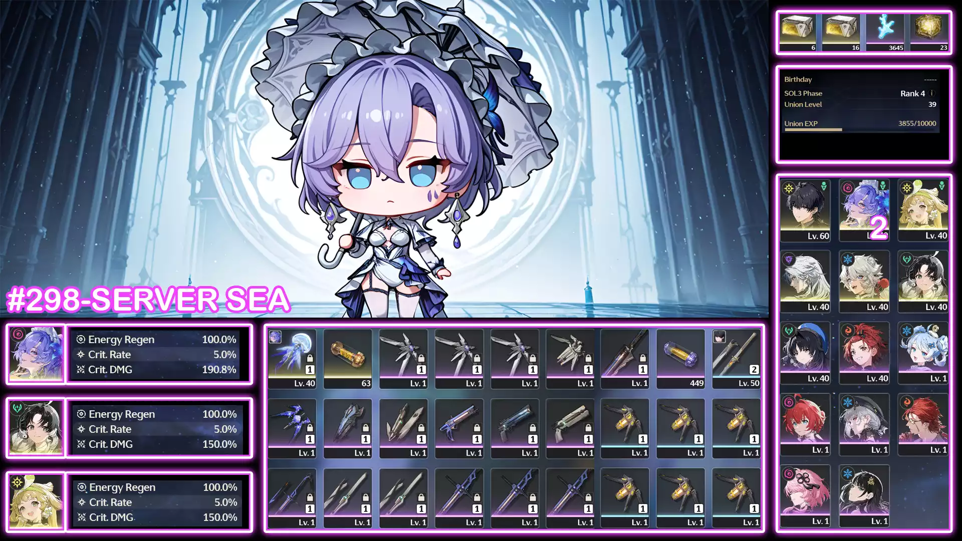 Cantarella C2R1 + verina + jianxin + calcharo + lingyang ( sever sea )