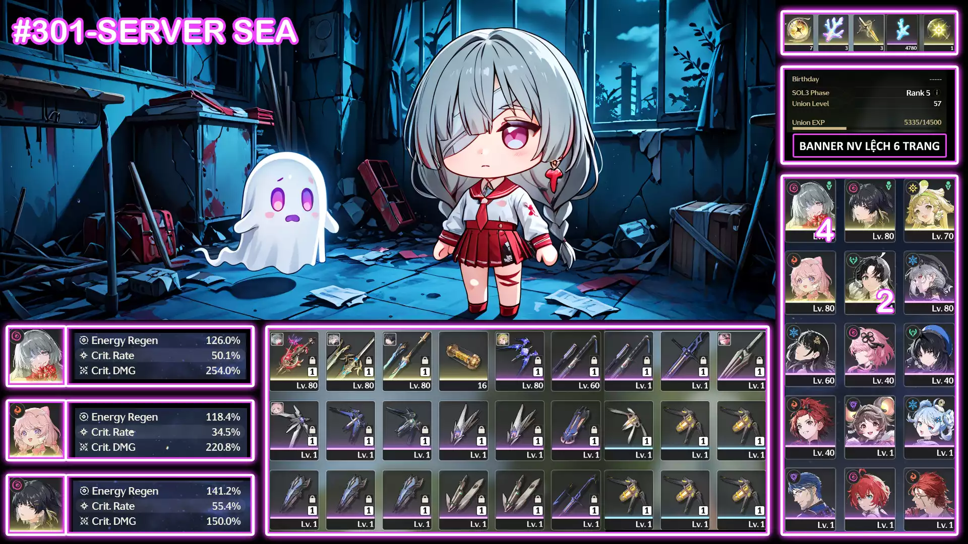 Phrolova C4R1 + jianxin C2 + verina + encore ( sever sea )