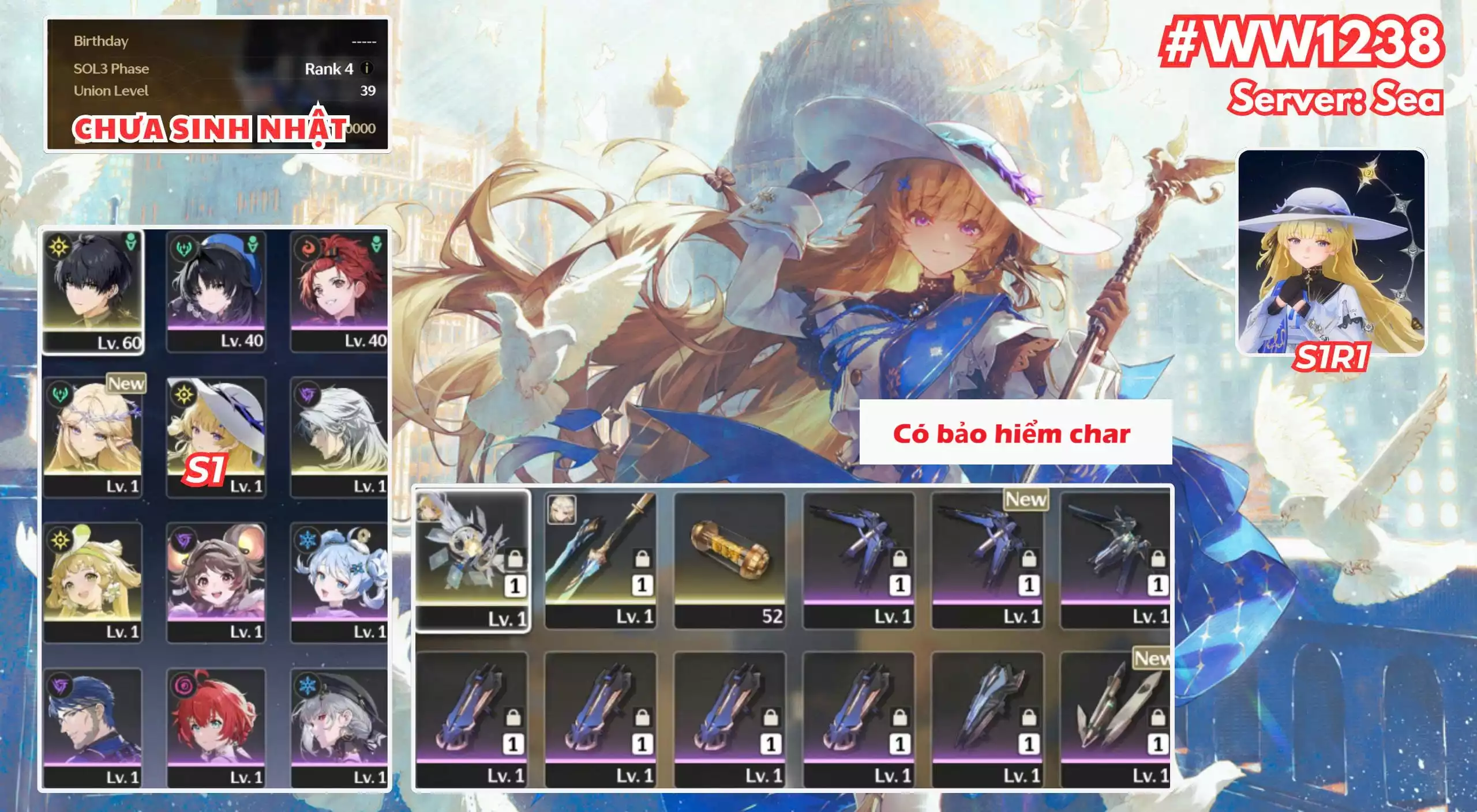 [ ACC VIP ] WW1238 phoebe R1A1 + CARTETHYIA + Bảo Hiểm